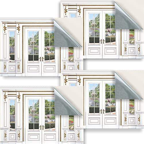 Stick & Go Repositionable Self Adhesive Dolls House Wallpaper 1:24 Scale (Set of 4 Sheets) - Feature Wall/Classic French Windows - No. 181