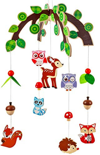 alles-meine.de GmbH Holzmobile Motivwahl Tiere im Wald & Eulen Unruhe aus Holz - Spielzeug Windspiel/Tiere Baby Mobile - Windspiel - Traumfänger - Babymobile - Spielzeugm..