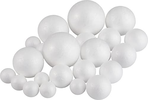 VBS 2er-Pack Styroporkugeln 13-teilig Ø 4cm-10cm Weihnachtskugeln Styroporbälle DIY Heimwerken