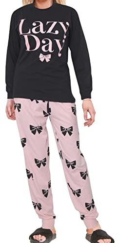 A2Z Ladies Cute 2 Piece Pyjama Set Loungewear Soft Cotton PJS Long Sleeve Top and Bottoms for Women Family Matching PJS Lounge Wear S-4XL