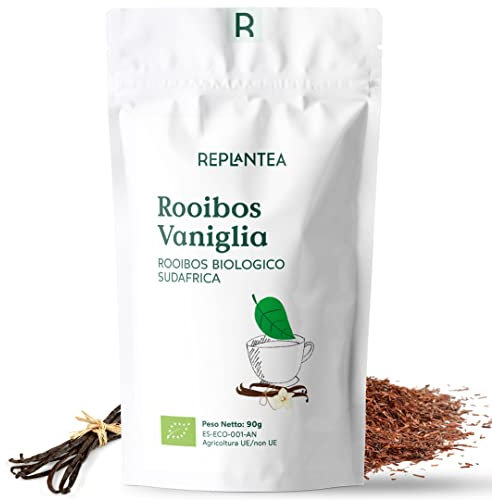 ROOIBOS VANIGLIA BIOLOGICO 90g (45 Tazze) | ROOIBOS TEA con Vaniglia Sapore Dolce e Delicato senza Zucchero REPLANTEA®