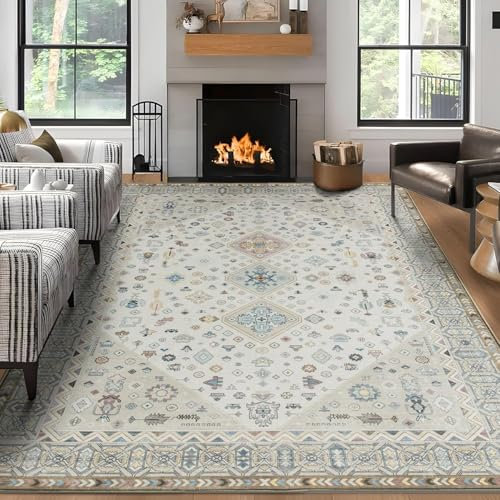 TALETA Teppich Wohnzimmer Vintage orientlischer Teppich, Carpet Teppich waschbar, Area Rugs, weicher Kelim Teppich Kurzflor für Wohnzimmer, Schalfzimmer, Eisszimmer -Retro braun, Groß: 190 x 280 cm