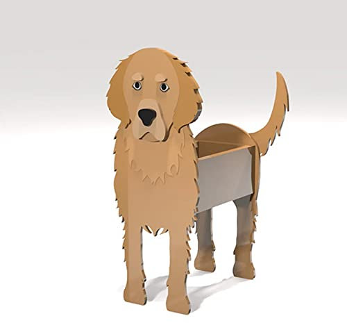 Samnuerly Dog Shaped Planters Golden Retriever Dog Planter Plant Pots, PVC Animal Flower Dog Planters for Outdoor Plants Garden Flower Pot