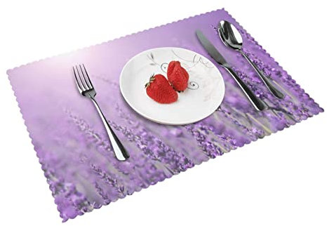 Romantische lila Lavendel Platzsets Set von 4 Home Dining Gifts rutschfeste Tischsets hitzebeständig Tischsets 45 x 30 cm