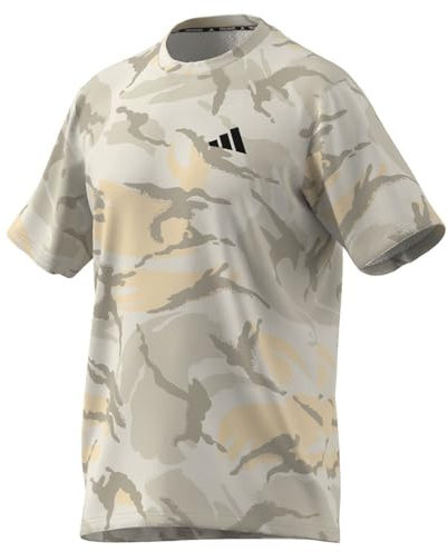 adidas Herren Train Essentials Seasonal Camo Tee T-Shirt, Crystal Sand/Orbit Grey/Alumina/Wonder beige, M
