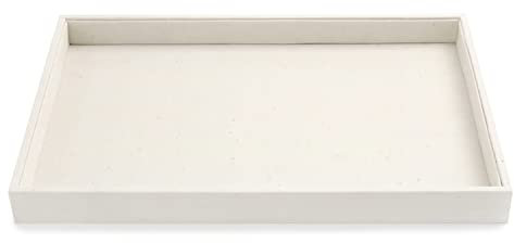 Oirlv Beige Lino Bandejas para Joyas Plano Anillo Collar Reloj Organizador Expositor Bandejas