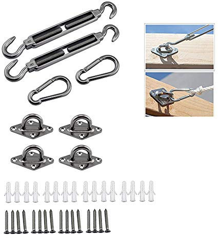 QUNINE Robustes Befestigungszubehör für Sonnensegel – Markisen-Befestigungsset – 24 Stück (Silber) für Garten, Edelstahl-Hardware-Set (Silber 6 mm (3 Set))
