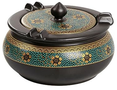 Lejdi Aschenbecher Tabletts mit Deckel, Keramikdekor, Aschenbecherhalter for Raucher, Aschenbecher, Wohnzimmer, Schlafzimmer