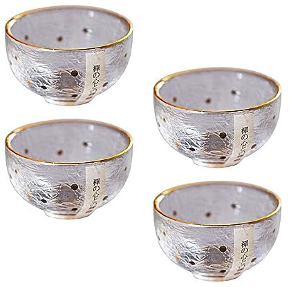 JTBDWOSK 4Pcs Glass Sake Cups Japanese Tea Cups Drinking Cup Tea Cup Universal Glass Cup Japan Shot Glass Wine Cup Water Cup Bowl for Home,Clear