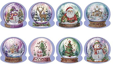 DIY 5D Diamond Painting Grußkarte, Diamant Malerei Weihnachten Karten Geburtstag Karte Weihnachtskarte Diamant Painting Geschenkkarte (8Pcs B)