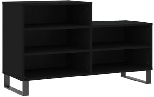vidaXL Schuhregal, Schuhschrank mit Metallbeinen, Schuhaufbewahrung mit viel Stauraum, Flur Schrank Schuhablage Schuh Organizer, Schwarz Holzwerkstoff