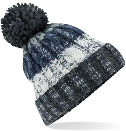 ASVP Shop Strickmütze mit Korkenzieher-Zopfmuster, einfarbig, für Herren und Damen, warme Wintermütze, Arctic Dawn, M/Einheitsgröße