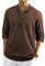 Enlision Mens Brown Cotton Linen Shirts Long Sleeve Shirt Button Down Grandad Shirts Lightweight Casual Plain Tops for Men XL