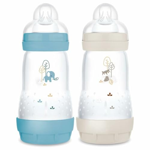 MAM Biberon Easy Start/Anti-Colique - 260ml - Océan + Sable - Tétine Débit 2 - X2
