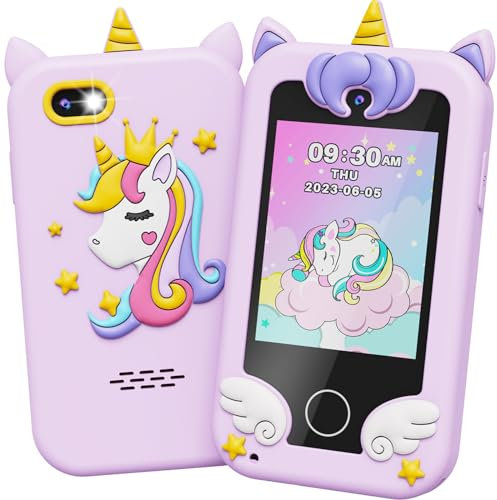 UCIDCI Kids Phone for Girls Toy Phone with Dual Camera, Toddler Mini Phone Toys with Learning Games, Travel Toys with MP3 Music Player for Christmas, Birthday Gifts for 3 4 5 6 7 Year Old Boys