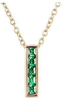 Epinki 18K Gelbgold Halskette Frauen Echte Goldschmuck, Klassiker Anhänger Halskette mit Quadrat Labor Erstellt Smaragd Grün, Au 750 Damen Halskette Modeschmuck 45cm