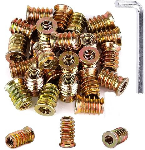 Zepitniy 50 Piezas Tuerca Roscada M6 x 20mm,Tuercas de Inserción para Madera丨Tuerca Embutir Insertos Roscados para Muebles de Madera