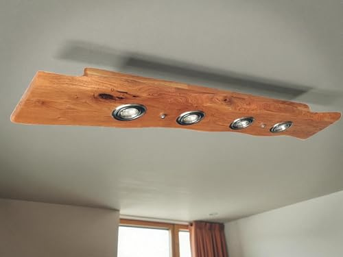 FRIESENLICHT LOKI Deckenlampe Holz mit Baumkante Dunkel geölt rustikal Led Vintage Set Leuchte Wildeiche Massiv GU10 Dimmbar ohne Dimmer Austauschbar (100 cm/3 Spots)