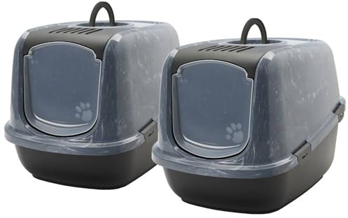 2er Sparpack XXL Katzentoilette Nestor Jumbo schwarz-marmor für große Katzen