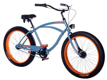 Plumbike - Rider X - Pablo - Stadtfahrrad für Männer/Herren - Urbanes Fahrrad mit 26 Rädern und großem Sattel - 7-Gang - mit dicken Reifen und Breiten Felgen - mit Rollenbremse - Blau