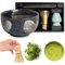 WESTCRAFT Matcha Set 4 tlg. Original japanische Schale mit Besen & Löffel Edo Japan Geschenkverpackung mit Matcha Besen Chasen, Matchabesen,Matchabesen Halter,Matcha Bambuslöffel Chashaku
