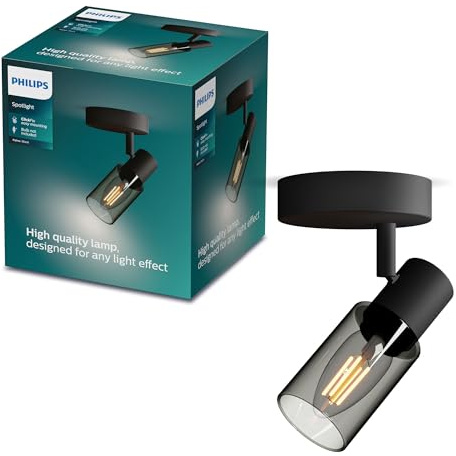 PHILIPS Palms LED 1er Spotleuchte, E14 Lampe nicht enthalten, Schwarz, IP20