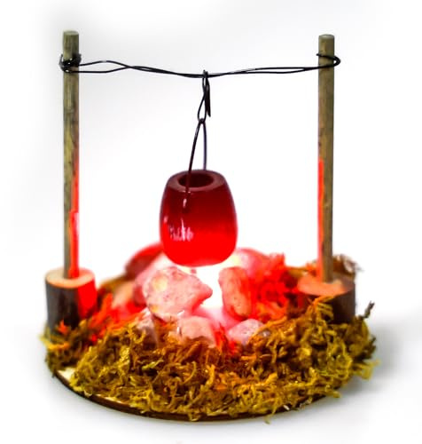 Stadtflamme Mini Lagerfeuer Wichtelzubehör, Miniatur Lagerfeuer mit LED, Puppenhaus Lagerfeuer, Lagerfeuer Krippe Zubehö, LED-Lagerfeuer Wichtel Zubehör Weihnachten Geeignet für DIY Gartenszene