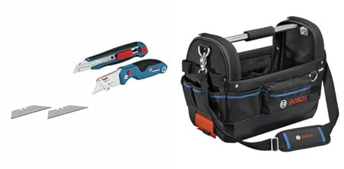 Bosch Professional Two-Part Knife Set + GWT 20 Tool Bag, Blue