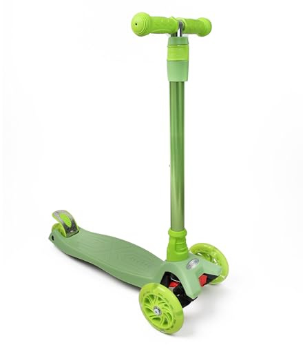 DIVCHI Kids Scooter 3 Wheel Scooter With Light-up Wheels Adjustable Handlebar & Tilt To Turn Steering Push Scooters For 3+ Years Old Boys & Girls, Green
