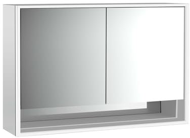 Emco loft Lichtspiegelschrank mit Unterfach, 1200 mm, 2 Türen, Aufputzmodell, 979806218, Farbe: Aluminium