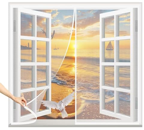 Moustiquaire Store enrouleur Moustiquaire pour fenêtres,W105xH200cm Moustiquaire Porte Aimantée Kit à Monter Fermeture Automatique Innovant blanc