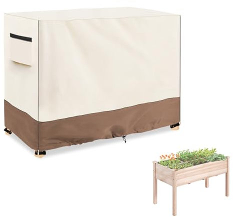 Sobana Outdoor Raised Garden Bed Winter Cover with Split Zipper,Waterproof Heavy Duty Cover for 48 x 24 x 30 inch Elevated Wood Planter Box Stand(Beige,Cover only)
