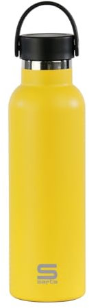 SAFTA AMARILLO - Botella Termo, Botella de Agua, Acero Inoxidable, Doble Aislamiento, 12h de Bebida Caliente y 24h de Bebida Fría, 7.3x25 cm, 600 ml