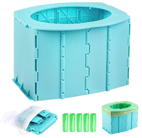 BORDEAG Töpfchen für Unterwegs, Faltbarer Toilettensitz Kinder, Klapptoilette für Kinder Töpfchen Falttoilette Kinder, Töpfchen für Kinder, Kindertoilette mit Taschen WC für Auto Camping Reise