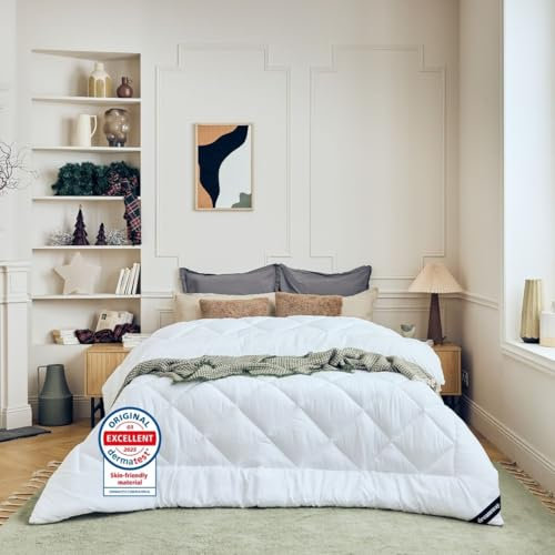 DREAMWAY - Couette Hiver 200x200-450GSM Chaude et Moelleuse - 2 Personnes - Garnissage Microfibre Polyester - Lavable à 60°C - Certifiée Oeko-Tex - Couette épaisse