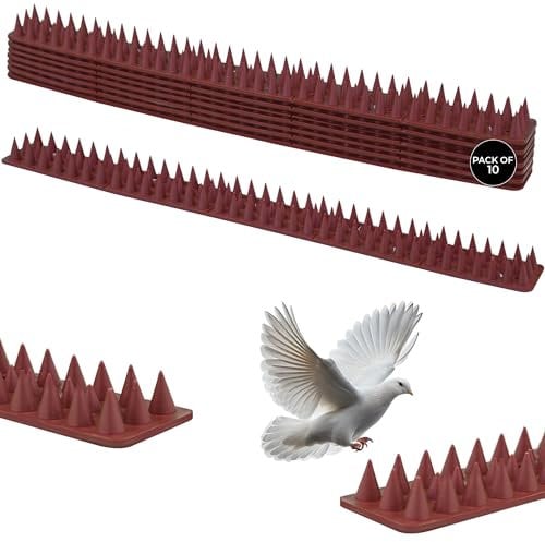 Crystals 5M Fence Wall Spikes | Anti-Climb Security Spikes for Garden & Home | Cat, Bird & Intruder Deterrent | Durable Plastic Pigeon & Pest Repellent Spikes for Fences, Walls & Gates – Brown