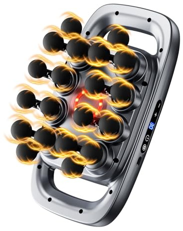 Pistola de Massaggio Muscolare Profesional de 20 Cabezales con Luz Roja - Pistola Masajeadora 1800mAh con Pantalla LED, 30 Velocidades Ajustables y 3 Modos para Cuello, Brazos, Pantorrillas