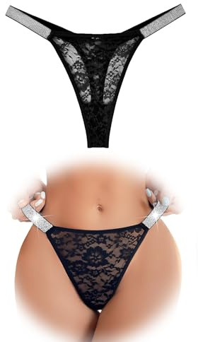 FULLJOYLOVE Frauen Spitze Sexy Höschen Glanz Strass Glitzer Gurt G String Tangas DessousBrasilianisches Höschen Nieten Nahtlose Unterwäsche Bikini Unterteil