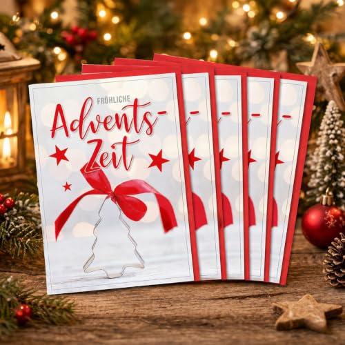 Michel Verlag 5x Adventskarte FRÖHLICHE ADVENTSZEIT | 5er-Set edle Klappkarte 17x12cm, inkl. Umschlag | Premium Adventsgrußkarte | festliche Karte für Familie & Freunde zum Advent | Made in DE (5)