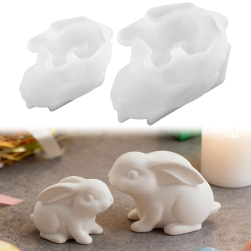 Skeadex Silikonformen Gießformen Ostern, 3D Silikonform Osterhase Gießform Kerzenhalter Silikonform Ostern Gips Zum Gießen Hase Gießformen Silikon Ostern Gießform Hase Giessform Kerzenhalter (C)