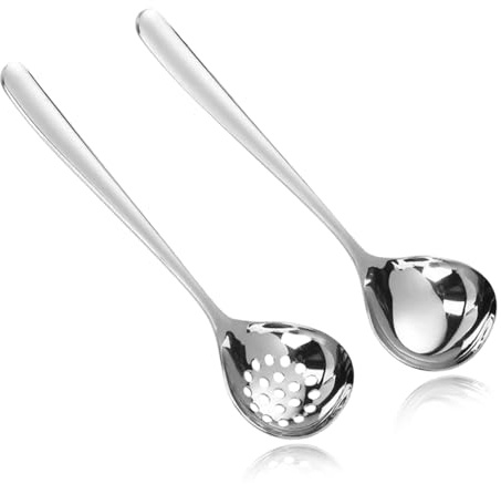 Lot de 2 petites cuillères à soupe en acier inoxydable SUS304-20 cm(c)