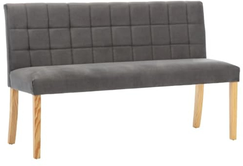 DELUKE Sitzbank CILD 140 cm Grau Samt Indoor | Küchenbank Esszimmerbank Flurbank mit Rückenlehne