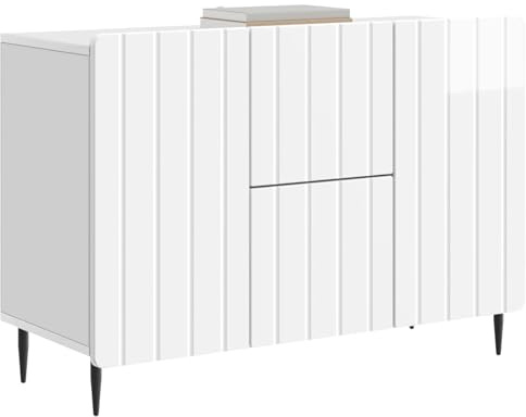 vidaXL Sideboard Hochglanz Weiß 89 x 34,5 x 62 cm Holzwerkstoff, Moderner rechteckiger Sideboard, viel Stauraum für Wohnzimmer, Elegantes Esszimmer-Möbel, vielseitige Einheit
