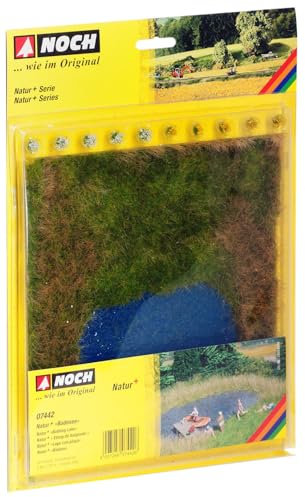 NOCH Natur+ „Badesee“, realistische Wiesenmatte, 22 x 20 cm mit Grasbüschel, für Modelleisenbahn H0, TT, N, Z, DIY Bastelprojekte