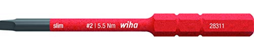 Wiha Bit slimBit electric Vierkant (35511) #2 x 75 mm für tiefliegende Schrauben, Allrounder für Elektriker, VDE-geprüft, stückgeprüft
