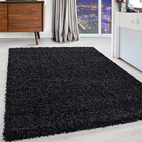 Carpettex Hochflor Teppich Wohnzimmer Shaggy Flokati Teppich Modern Einfarbig Kleiner 60 x 110 cm Flur Teppich Läufer Anthrazit - Teppich Schlafzimmer Weich Flauschig Waschbar Küchenläufer
