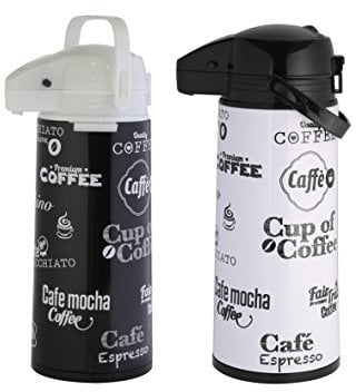 axentia 121564 Pumpkanne in schwarz O. weiß aus Edelstahl - AIRPOT 1, 9 L, Edelstahl, 13.5 x 18 x 35.5 cm, farblich sortiert