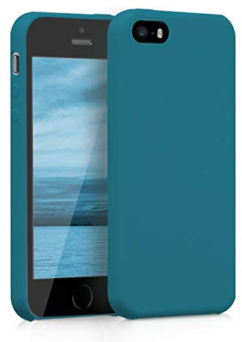 kwmobile Cover per Apple iPhone SE (1.Gen 2016) / iPhone 5 / iPhone 5S Custodia - Back Case per Smartphone in Silicone TPU - Protezione Gommata - petrolio