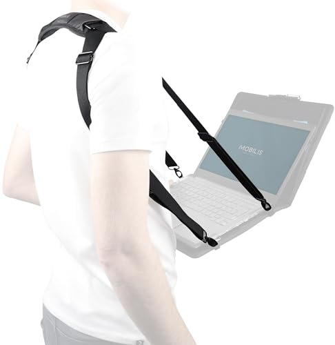 Mobilis Laptop & Tablet Harness Shoulder Strap with 4 Attachment Points | Adjustable Straps, Hands-Free Typing & Transport, Reinforced Neck Pad, Metal Fittings, Fits Protective Cases
