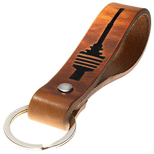 ELBERCRAFT® Schlüsselanhänger Leder Fernsehturm Stuttgart in schwarz geprägt das kleine Geschenk zum Geburtstag für deinen Lieblingsmenschen Frauen oder Männer Souvenir
